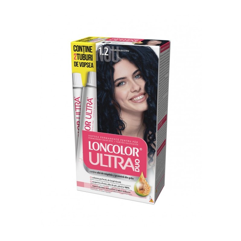Vopsea de Par Permanenta Loncolor Ultra Max 1.2 Negru Albastru, 200 ml