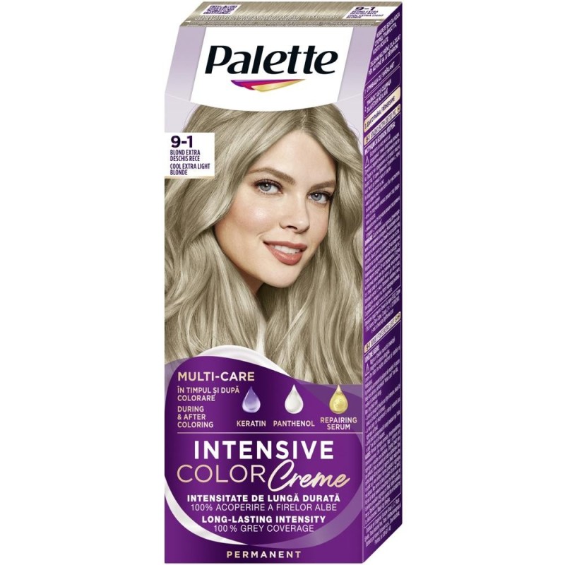 Vopsea de Par Permanenta Palette Intensive Color Creme, 9-1 Blond Extra Deschis Rece, 110 ml