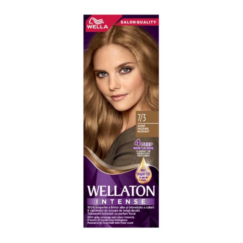 Vopsea de Par Permanenta Wella Wellaton, 7/3 Hazelnut, Aluna, 110 ml