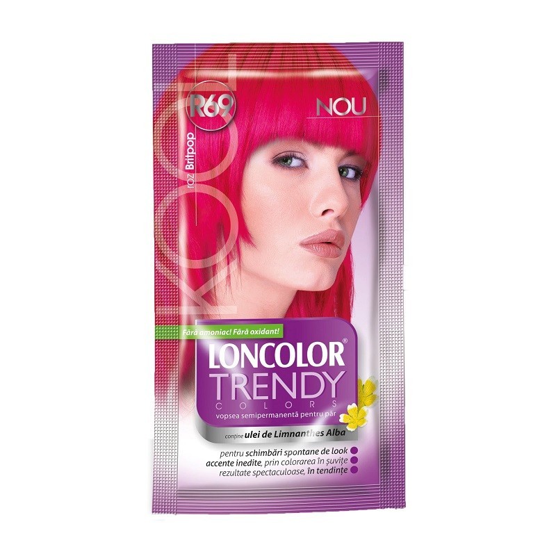 Vopsea de Par Semi-Permanenta fara Amoniac Loncolor Trendy Colors R69 Roz Britpop, 50 ml