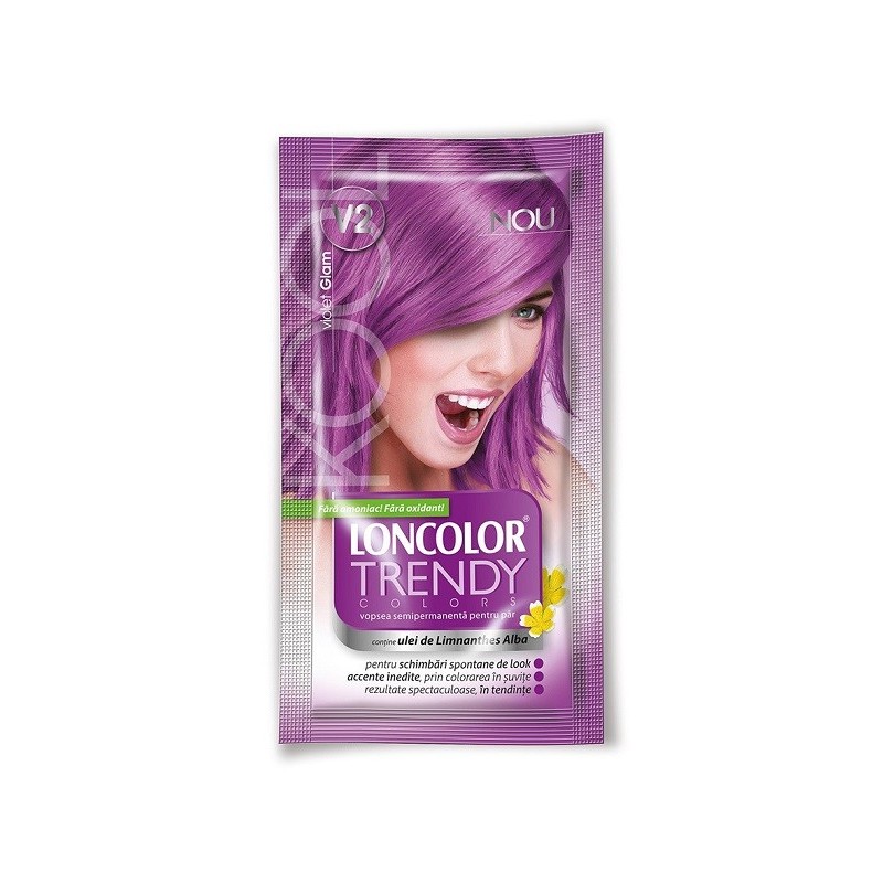 Vopsea de Par Semi-permanenta fara Amoniac Loncolor Trendy Colors V2 Violet Glam, 50 ml