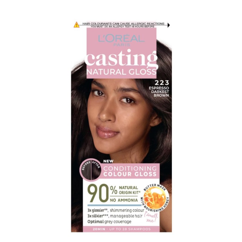 Vopsea de Par Semi-Permanenta L'Oreal Paris Casting Natural Gloss, 223 Brown Espresso, 180 ml