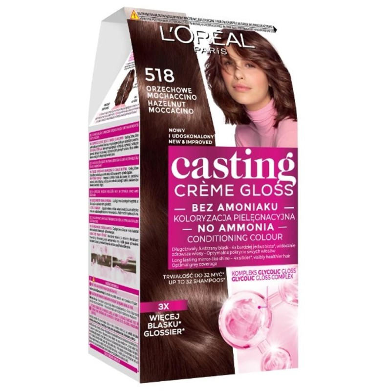 Vopsea fara Amoniac, 518 Hazelnut Moccaccino, L'Oreal Paris Casting Creme Gloss, 180 ml
