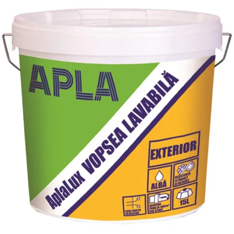 Vopsea Lavabila AplaLux pentru Exterior, 15 l, Alba