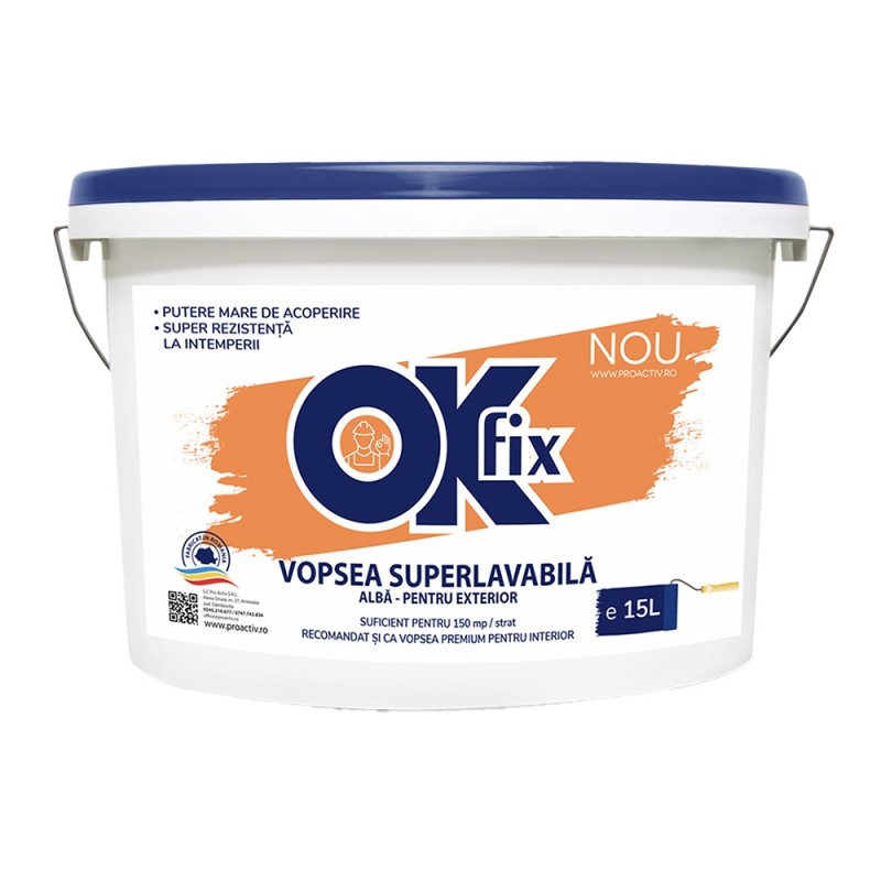 Vopsea Lavabila pentru Exterior Ok Fix, 2.5 l