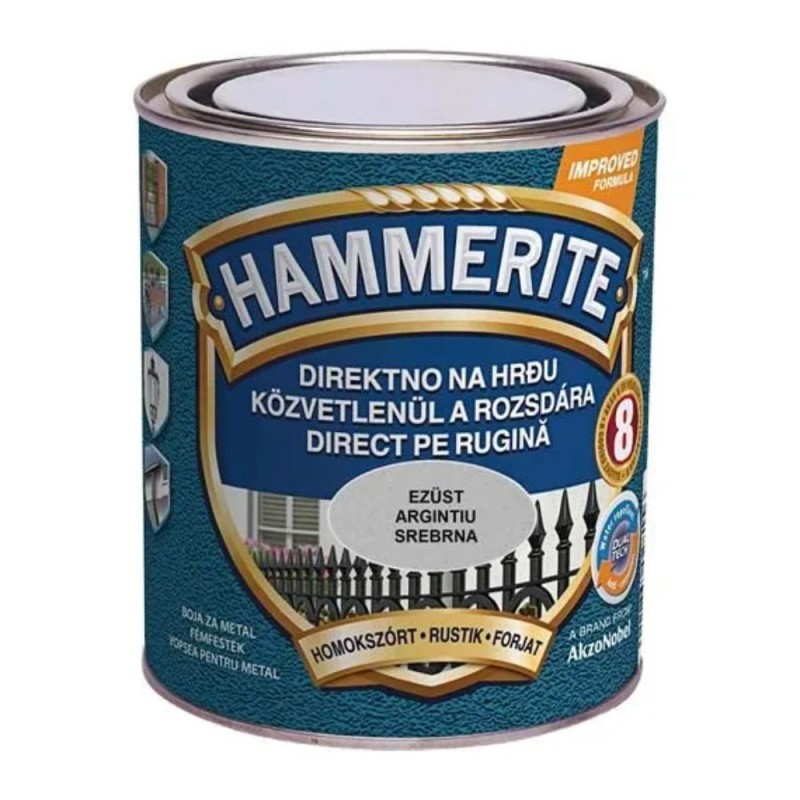 Vopsea pentru Metal, Hammerite, Efect Fier Forjat, 0.75 l, Argintiu