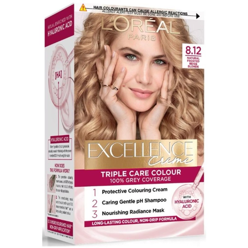 Vopsea Permanenta cu Amoniac, 8.12 Blond Bej, L'Oreal Paris Excellence Creme