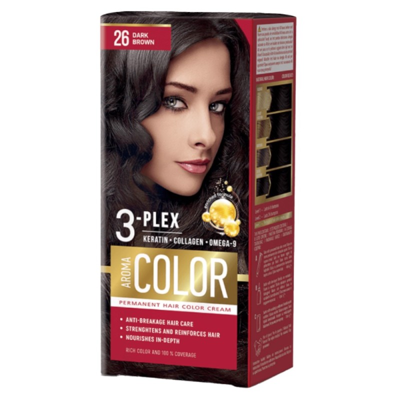 Vopsea Permanenta de Par Aroma Color 26 Saten Inchis, 90 ml