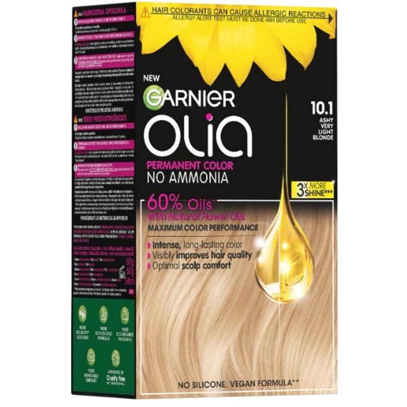 Vopsea Permanenta fara Amoniac, 10.1 Blond foarte Deschis Cenusiu, Garnier Olia, 112 ml
