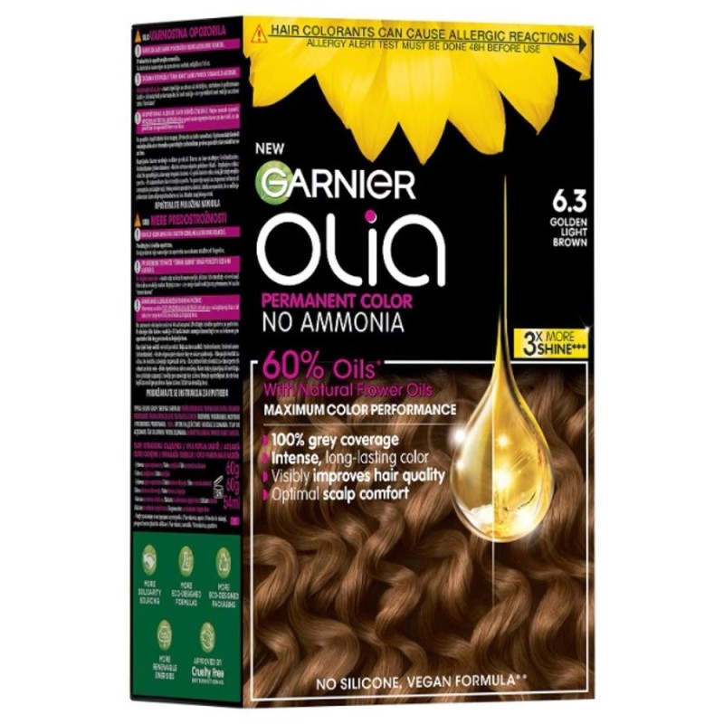 Vopsea Permanenta fara Amoniac, 6.3 Blond Deschis Auriu, Garnier Olia, 112 ml