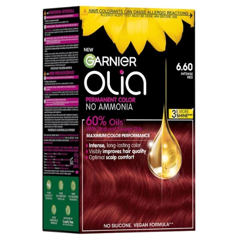 Vopsea Permanenta fara Amoniac, 6.60 Rosu Intens, Garnier Olia, 112 ml