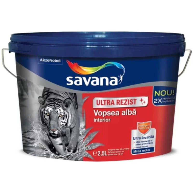 Vopsea Ultra-Lavabila, 2.5 l, Interior, Alba, Savana Ultra Rezist