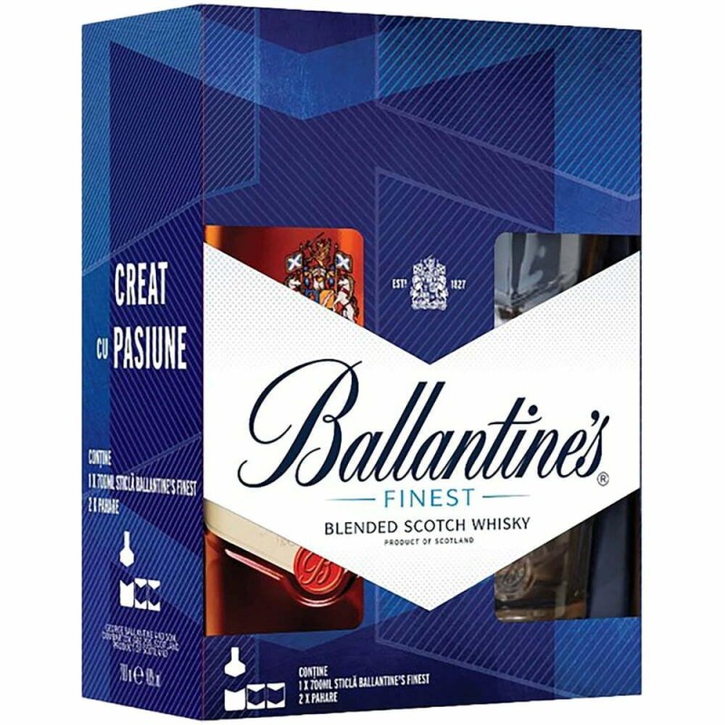Whisky Ballantines, Alcool 40%, cu 2 Pahare, 0.7 l