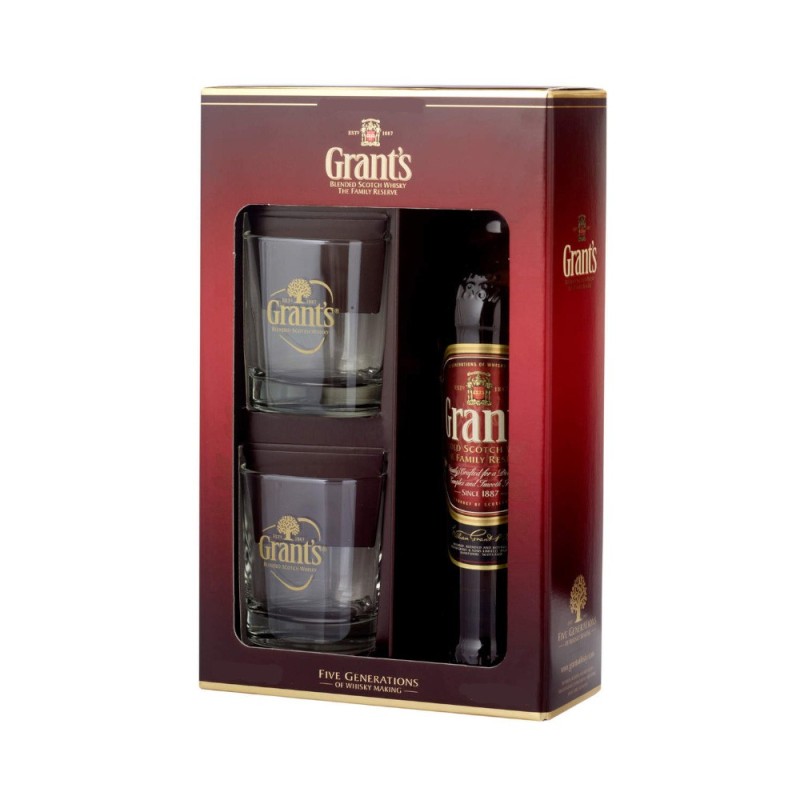 Whisky Grant's, Alcool 40%, 0.7 l + Doua Pahare