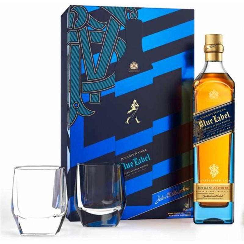 Whisky Johnnie Walker Blue, Alcool 40%, cu 2 Pahare, 0.7 l