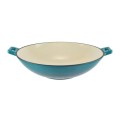 Wok din Fonta Emailata, Turcoaz, Perfect Home, 37 cm