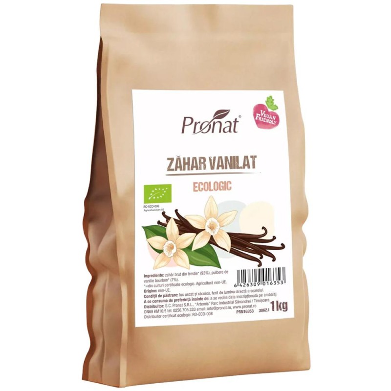 Zahar Vanilat, 7% Vanilie Bourbon, Bio, 1 kg