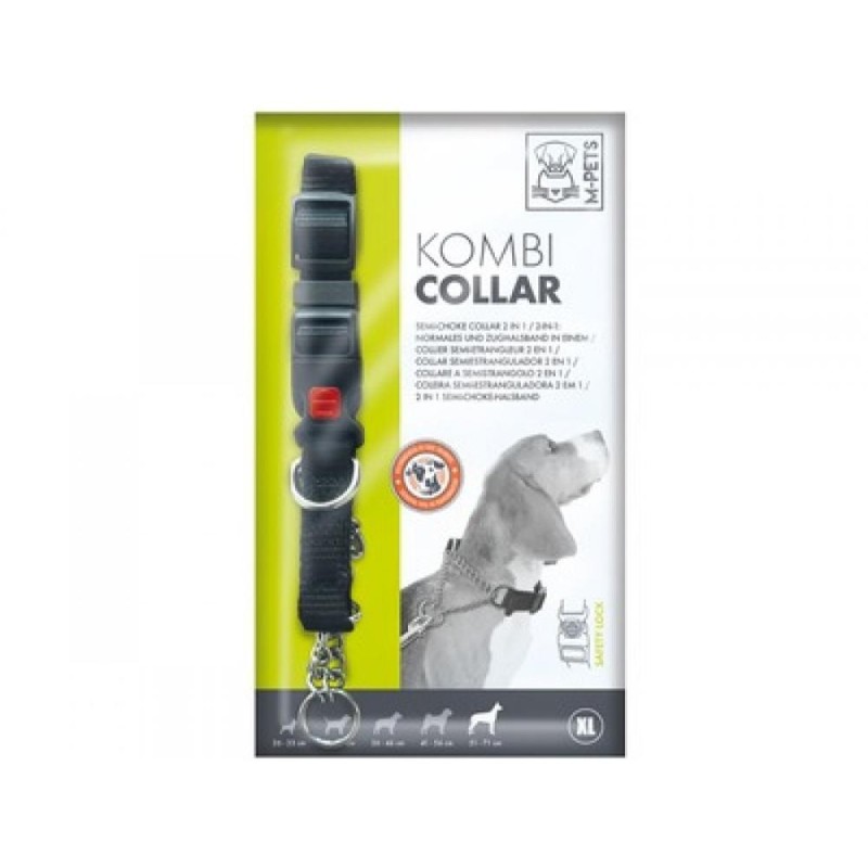 Zgarda pentru Caini Kombi, Sistem de Semi-choke, Negru, Marime XL, M-Pets